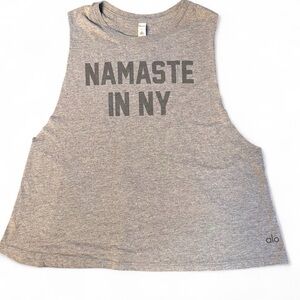 ALO Yoga Limited Edition Namaste in NY Muscle Tank Top Grey size Large